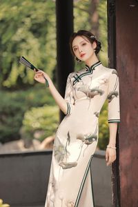 Ethnic Clothing Cheongsam Long Section Summer 2023 China Suya Retro Chinese Style Women's Painting Qipao Evening Dress