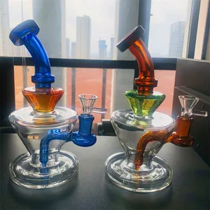 Bong in vetro spesso 8 pollici Bong in vetro maschio da 14 mm con narghilè spesso Pyrex Ciotole in vetro colorato per fumatori Tubi d'acqua per Dab Rigs