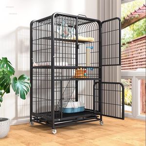 Katzenträger Iron Art Cages Home Indoor Super Large Free Space Cage House Kleine zweistöckige Villa Outdoor Dog