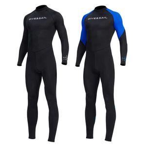 Våtdräkter Drysuits Surf Scuba Diving Suit Wetsuit långärmad fission huva en bit solskyddsmedel för män vattentät snorkling baddräkt J230505