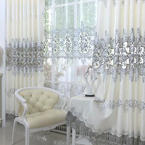 Curtain Drapes In Living Room Luxury Gray Curtains With Embroidery For Bedroom Livingroom Window Treatment Sheer Tulle WP147 WS