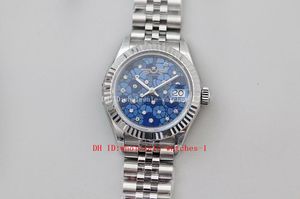 10 estilos Novo TWS Factory Ladies Watch 279174 28MM Blue Diamond Dial Sapphire ETA NH05 Relógios Mecânicos Automáticos Femininos Relógio de Pulso 18K Ouro Branco