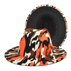 Breda randen hattar hink kamouflage fedora hatt grossistaktiviteter höst och vinter jazz tiedye gradient militär mössa kamouflage unisex 230504