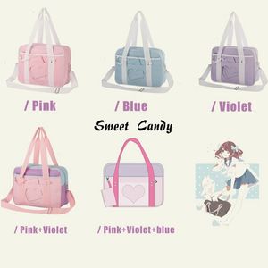 Evening Bags Japanese style JK pink uniform shoulder bag women s large capacity luggage hand tote messenger computer 230505