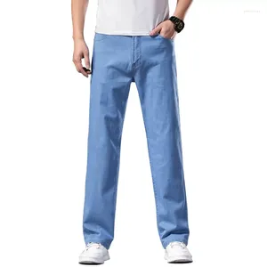 Herren Jeans 2023 Frühling Sommer Herren Stretch Dünn Denim Hellblau Farben Loose Fit Hose Lässig Leicht Größe 4