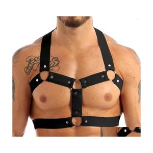 Other Panties Catsuit Costumes Sexy Men Elastic Shoder Strap Chest Muscle Harness Belt With Metal Orings And Studs Fancy Club Party Dhh9W