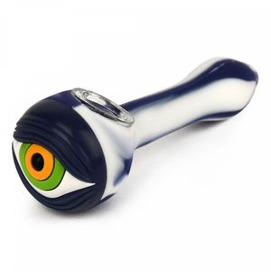 Colorful Portable Removable Silicone Pipes EYE Style Glass Nineholes Singlehole Filter Bowl Dry Herb Tobacco Cigarette Holder Hookah Waterpipe Bong Smoking