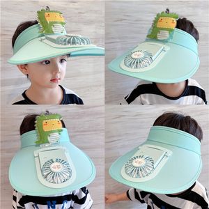 قبعة أقنعة الشمس مع مروحة للأطفال ثلاثة وساطة تروس ومساحة كبيرة حماية من أشعة الشمس قبعة Fan Fan Hat