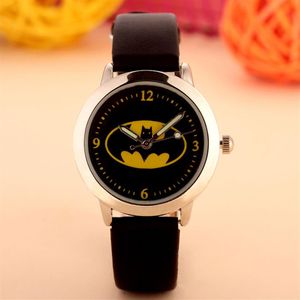 Cartoon Beautiful girl Batman style Color number dial children students girl's leather quartz watch308M