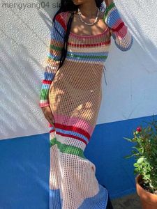 Kvinnors badkläder Beach Cover Hollow Out Crochet Swimsuit Pareo Tunic Summer Maxi Dress Sarong Bikini Cover Up Bathing Suit Women Beachwear A1467 T230505