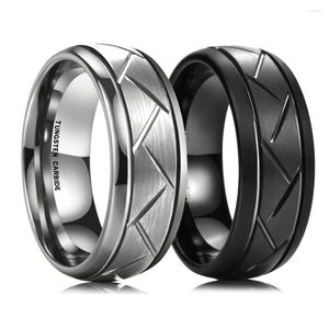 Обручальные кольца 2023 Прохладный 8-миллиметровый купольный диагональный канавка черное вольфрамовое кольцо для мужчин серебряный цвет.