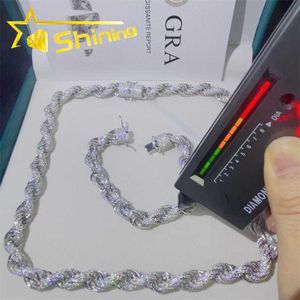 New Designs 10mm Rope Chain Vvs Moissnaite Iced Out Hip Hop Jewelry Moissanite Cuban Bracelet