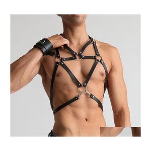 Altre mutandine Accessori per costumi Fetish Gay Bdsm Bondage Uomo Sexy Pu Imbracatura in pelle Lingerie maschile Regolabile Corpo sessuale Punk Styl Dhth4