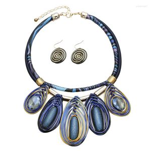 Halskette Ohrringe Set Schmuck Buntes Lätzchen Afrikanischer Perlenschmuck Trendy Jewels