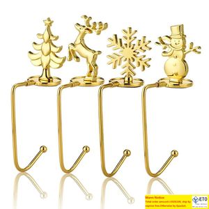 Gold Christmas Decoration Hook Snowflake Santa Elk Presente de Natal Pingente de metal de metal