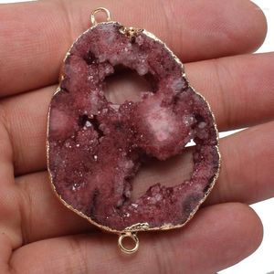 Pendant Necklaces Natural Stone Ruby Red Agate Connector Handmade Crafts DIY Romantic Charm Necklace Sweater Chain Jewelry Accessories Gift