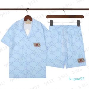 2023-mensowe koszulki Zestawy ubrań projektant Summer jasnoniebieski Modny swobodny luźne ramię urocze logo marka patchworka szorty z nadrukiem