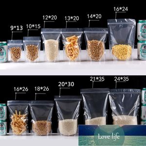factory outlet PET Transparent Zip Lock Plastic Bags Mylar Bag Zip lock Stand Up Food Spice Powder Packaging Pouch Clear 100pcs