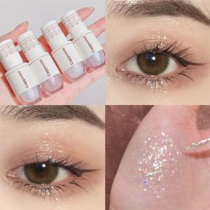 6 Farben Glitter Flüssiger Lidschatten Highlighter Wasserdichter Perlglanz Glänzender Lidschatten Pailletten Liegende Seidenraupe Make-up Kosmetik