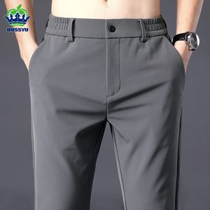 Mens Pants Summer Casual Thin Business Stretch Slim Fit Elastic midja jogger Korean Classic Blue Black Grey Brand Trousers Male 230504