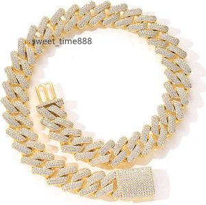 MLENS 20 mm Hip Hop Iced Out kubanische Gliederkette Halskette 14 Karat Gold/Weißgold plattiert Miami Bling Kette Lab Diamond Luxus Choker Kette Halsketten Schmuck Geschenk für Männer