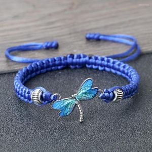 Strand Vintage Dragonfly Blue Nylon Nić Bransoletka Bransoletka Kobiety Mężczyźni Regulowane para bransolekło łańcuchowe Pulsera Biżuteria