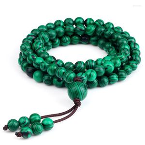 Strand 108 Natural Malachite Stone &Necklaces Women 6mm Green Beads Pendants Mala Prayer Bracelet Men Yoga Jewelry Gift