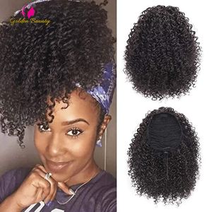 Chignons Afro Kinky Curly Ponytail Synthetic Drawstring Chignon Bun Hairpiece For Women Updo Clip in Hair Puff Extension Golden Beauty 230504