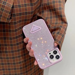 キラキラ色のラインストーンダイヤモンド携帯電話ケースメンズレディースアップルiPhone 14プラス15 15 13 12プロマックスデザイナーラグジュアリーグリッタースパークルバンパーバックカバーパープル