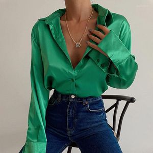 Women's Blouses Fashion Turn Down Collar Satin Blouse Women Office Long Sleeve Women's Shirts Spring Female Clothing Woman Tops Blusas