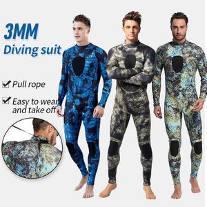 Wetsuits Drysuits Men's Camouflage 3mm Neoprene Diving Suit Back Zip Long Sleeves Plus Size Spearfishing Men Wetsuit for Surfing J230505