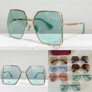 Fashion Designer Ladys Sunglasses Womens Oversized Frameless Green Square Thin Sunglasses Summer Classics UV400 Eye Protection Glasses 0817