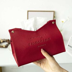 Tissue Boxes Napkins Leather Tissue Box Car Tissue Box For Home Living Room Decoration Bedroom Kitchen Nordic Napkin Holder Large Desktop Storage Box Z0505