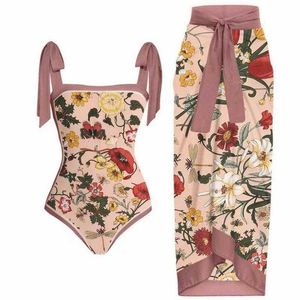 Internet Celebrity Double Sided Swimsuit Customized Printed Conservative Cover Belly Sheath Dress Two Piece