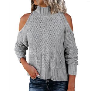 Women's Sweaters Women Sweater Sexy Fashion Fall Winter Pullover Long Sleeve Cable Knitting Casual Crew Neck Acrylic Fiber Cold Shoulder