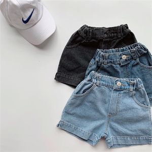 Shorts Children Pants Denim Short Jeans Summer Korean Childrens Simple Casual Denim Shorts for Boys Girls Vaqueros Elastic Waist Pants 230504