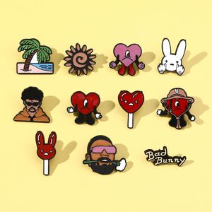 Bad Bunny Plüschtiere Emaille Pin Cartoon Brosche Revers Abzeichen Schmuck Geschenk Lustige süße Mode Kinder Freunde Frauen Männer