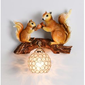 Wall Lamp Exquisite LED Decorative Creative Design Resin Squirrel Light Mordern Luxury Art Decor Animal Lighting For Living Room