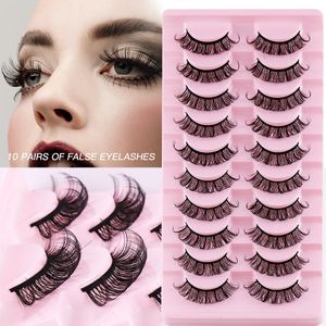 10Pairs D Curl False Eyelashes 8D Faux Mink Lashes Russian Lash Extensions Soft Reusable Cruelty Free