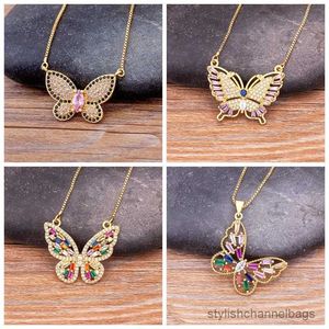 Colares pendentes Nidin Trend Sports Sports Leisure Lucky Butterfly Colar Pingente Copper Zircon Chain Jewelry Gift for Women Girls