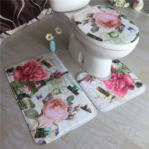 Paspaslar çiçek pazen banyo mat banyo halılar set duş odası ayak mat tuvalet kaidesi halı banyo banyo mat antislip zemin kilim