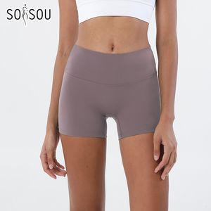 Yoga Outfits SOISOU Fitness Shorts Female Tight Cycling Shorts Yoga Shorts Breathable Sports Pants High Waist No Awkward Lines Pants 230504