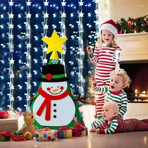 Świąteczne dekoracje dwustronne Tree Toy Snowman Santa Claus Dziecięce Felt Clast Gra wisząca ozdoby dla dzieci Prezent