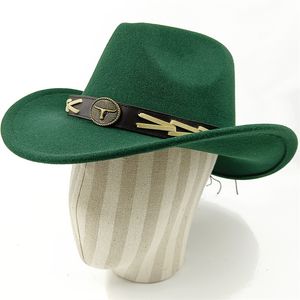 Cappelli a tesa larga Secchiello Cappello da cowboy verde scuro Accessori testa di mucca Feltro viola Colore esterno per uomo e donna Cavaliere 230504