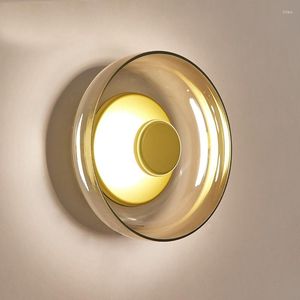 Lampada da parete moderna in vetro LED per interni con luce artistica per la camera da letto del bagno accanto all'illuminazione decorativa del corridoio WA074