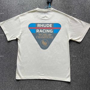 Rhude Men Designer Fashion T Shirt Rhude Summer Triangle رسالة مطبوعة قصيرة الأكمام