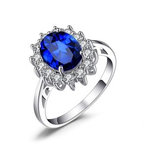 Anéis de casamento Banquetes de luxo Jóias de jóias embutidas embutidas brancas cor azul cor de sol em forma de flores mulheres anel de noivado de casamento 230505