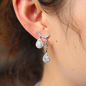 Stud Earrings Romantic Franch Selling Cubic Zirconia Classic Big Drop Crystal With Tiny CZ Luxury Bridal Wedding