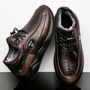 أحذية السلامة العلامة التجارية الشتاء أحذية الرجال الدقيقة من الجلد الجليد أحذية البوتس رجل أفخم حذاء سببي دافئ مقاوم للماء أحذية أحذية الذكور ربيع 230505