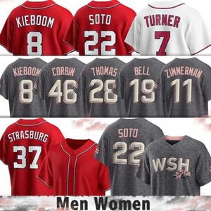 2023 S-4XL Stephen Strasburg Beyzbol Forması Ryan Zimmerman Carter Kieboom CJ Abrams Keibert Ruiz Kiraz Çiçeği Nelson Cruz Joey Meneses